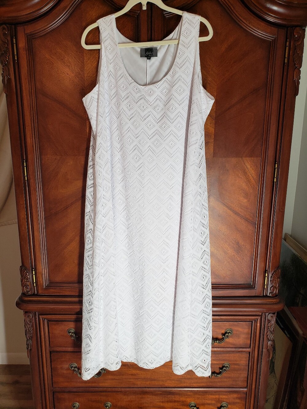 Slinky Brand White Lace Maxi Dress